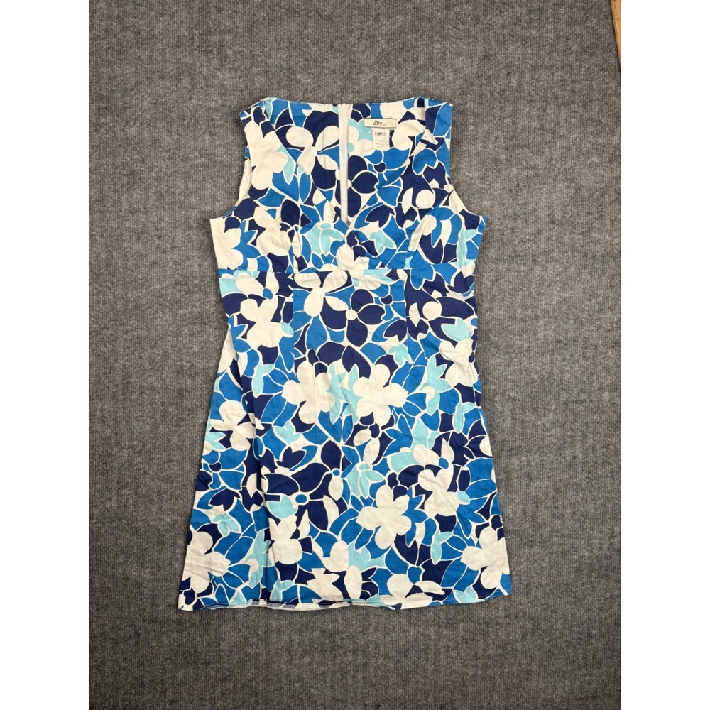dBy ltd Women 8P Blue White Floral Sleeveless Sheath Dress Surplice Neck 7081168